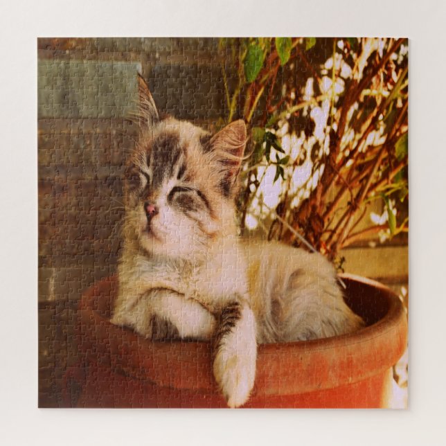 Comfy Sleepy Kitty Jigsaw Puzzle (Vertical)