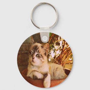 Comfy Sleepy Kitty Key Ring