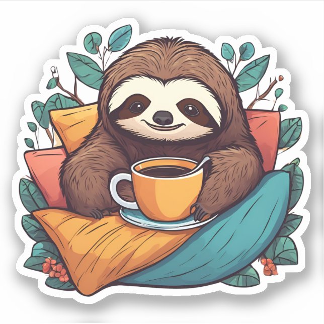 Comfy Sloth with Coffee Waterproof  (Front)