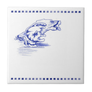 Comfy Towel Kitty Cat Bathroom Toile Look Ceramic Tile