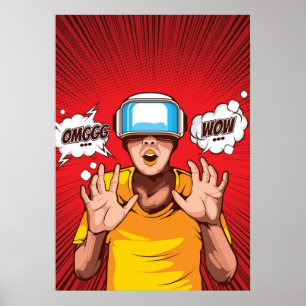Comic Art Virtual Reality Gamer Poster
