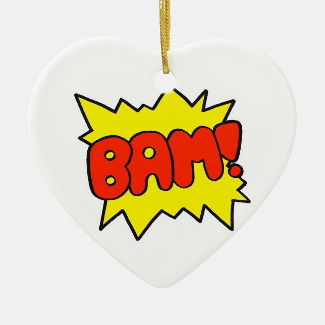 Comic 'Bam!' Ceramic Tree Decoration (Front)