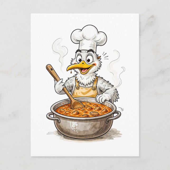 Comic Bird Cooking Labskaus Postcard (Front)
