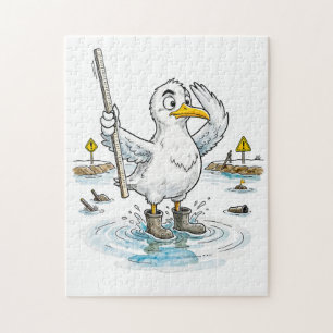 Comic Bird Flood Gauge Duty Jigsaw Puzzle