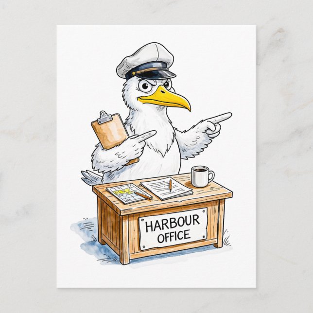 Comic Bird Harbour Officer Postcard (Front)