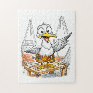 Comic Bird Shipyard Worker Jigsaw Puzzle