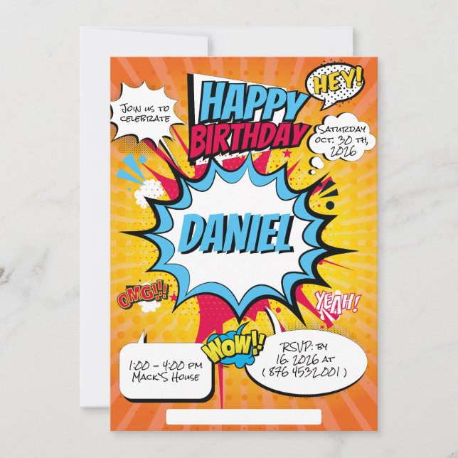 Comic Birthday Invitation (Front)