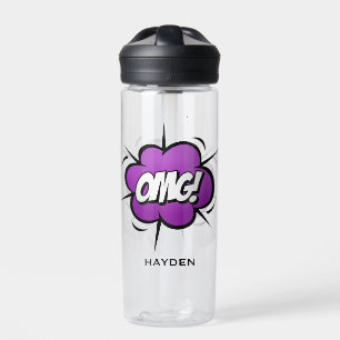 Comic Book Art OMG Exclamation Personalised Water Bottle
