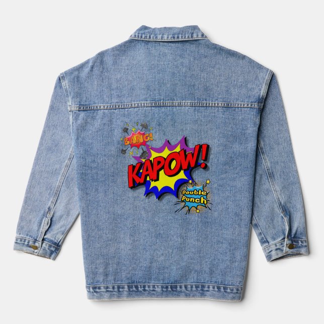 Comic Book Art Pop Denim Jacket (Back)