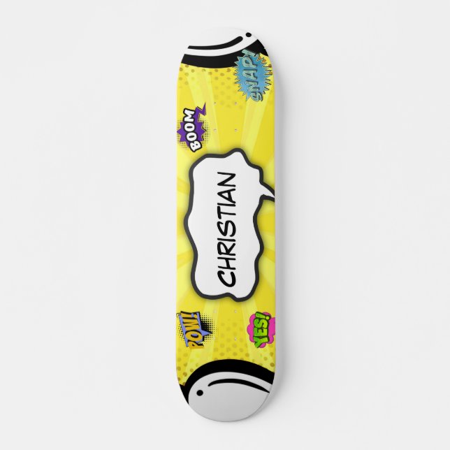 Comic Book Art Pop Fun Skateboard (Front)
