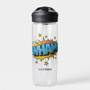 Comic Book Art Wham Bubble Personalised Water Bottle
