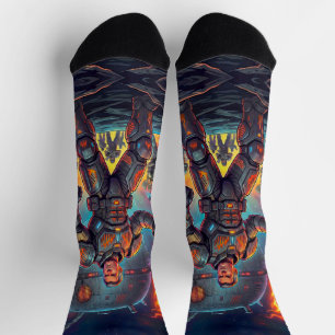 Comic Book Astronaut Galactic Grill Master Pop Art Socks