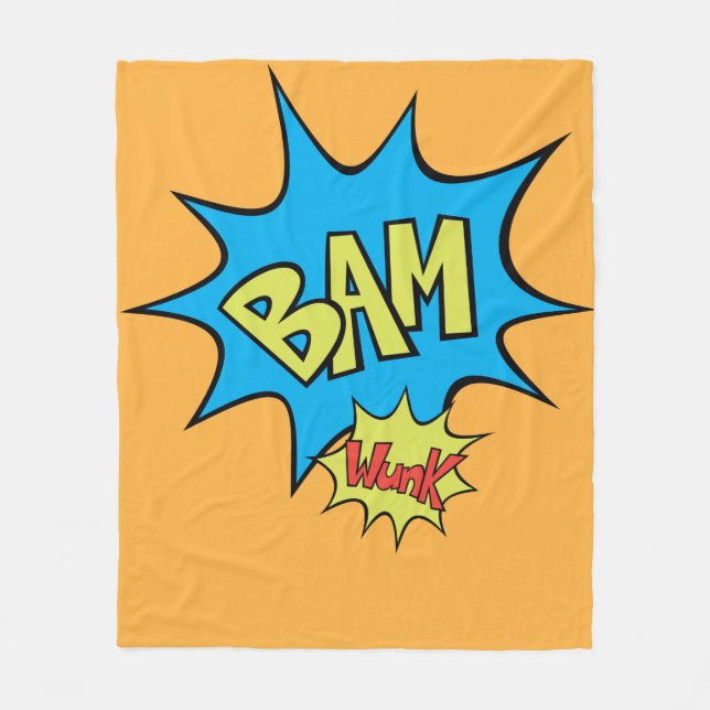 Comic Book "Bam" Balloon Fleece Blanket (Front)