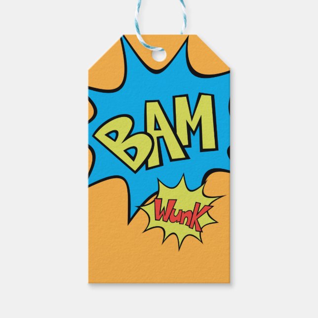 Comic Book "Bam" Balloon Gift Tags (Front)