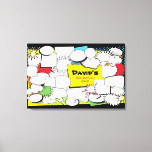 COMIC BOOK Bar Bat Mitzvah Sign In Memory Board