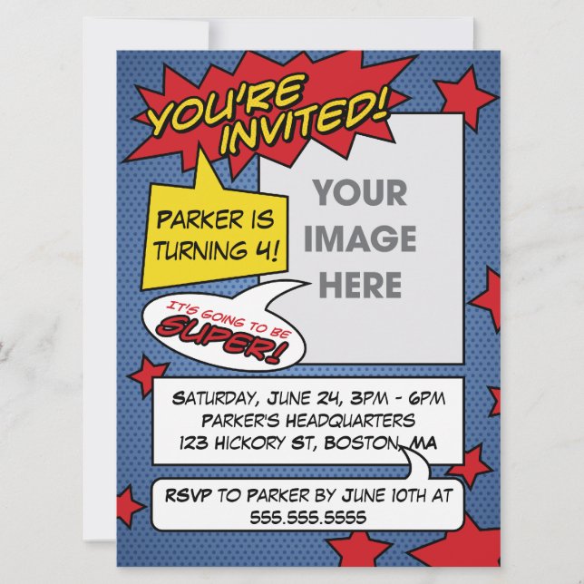 Comic Book Birthday Invitation (Front)