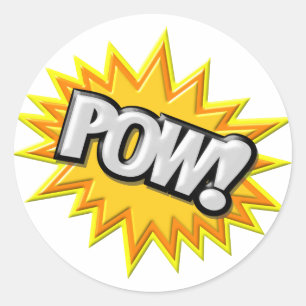 Comic Book Burst Pow 3D Classic Round Sticker