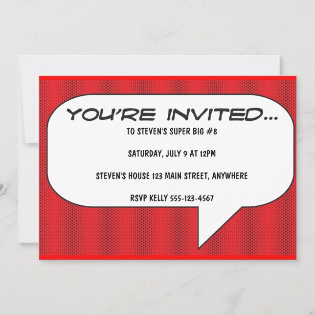 Comic book call-out invitation (Front)
