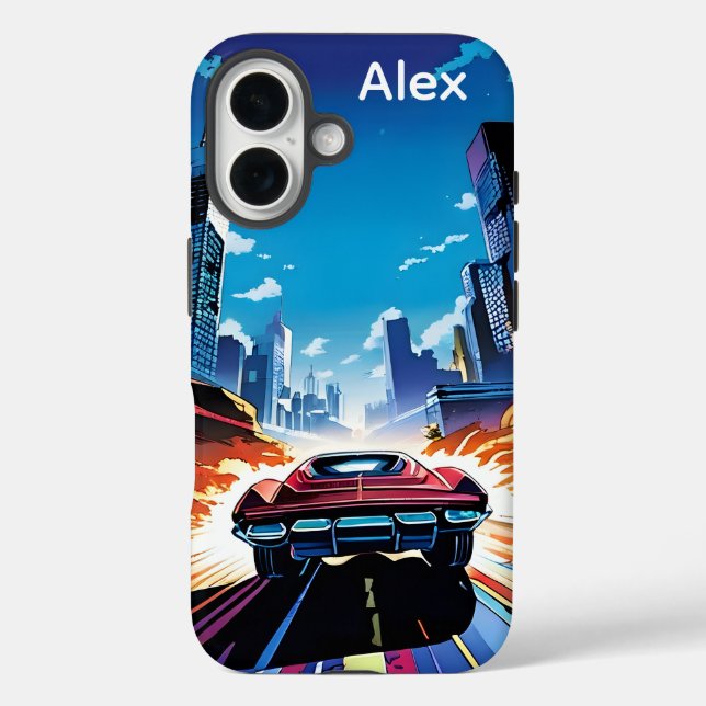 Comic Book Car Going Fast Personalised Case-Mate iPhone Case (Back)