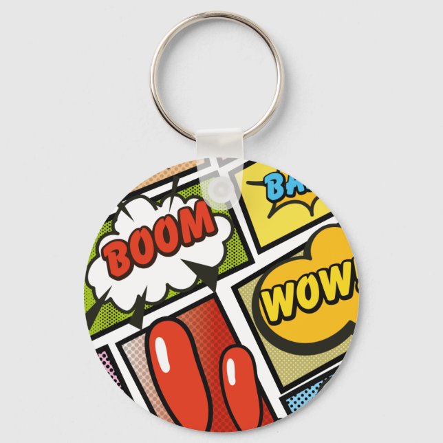 Comic Book cartoon fonts! Key Ring (Front)