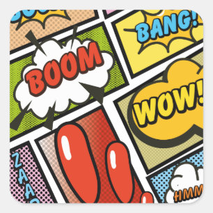 Comic Book cartoon fonts! Square Sticker
