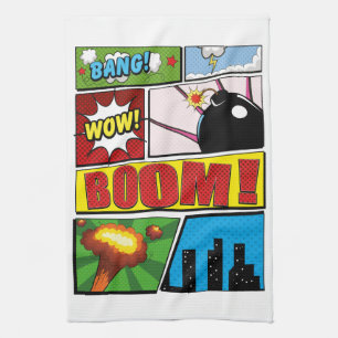 Comic Book cartoon fonts! Tea Towel