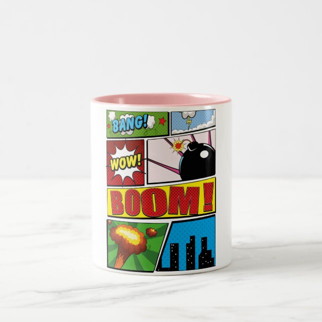 Comic Book cartoon fonts! Two-Tone Coffee Mug (Center)