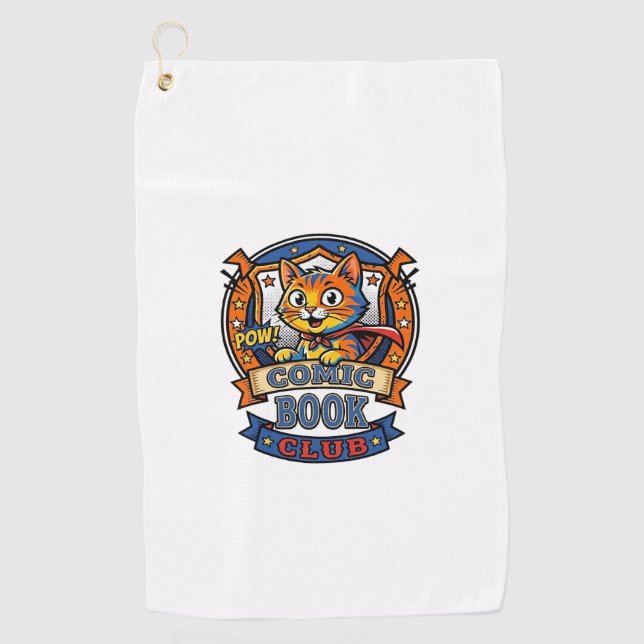 Comic Book Cat Cat Mum Gift Idea - Comic Book Cat  Golf Towel (Front)