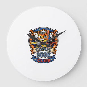 Comic Book Cat Cat Mum Gift Idea - Comic Book Cat  Large Clock
