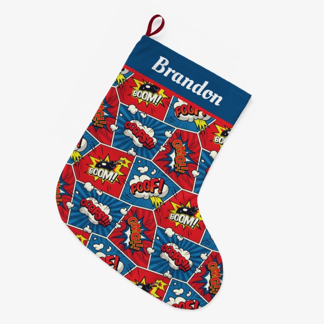 Comic Book Christmas Stocking (Front (Hanging))