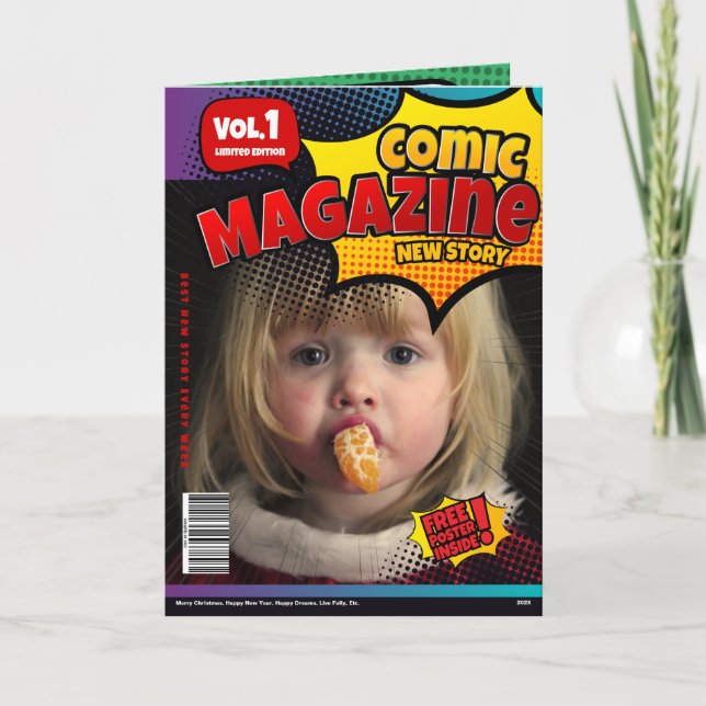 Comic Book Cover Photo Christmas Card (Front)