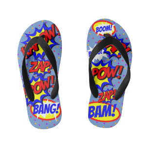 Comic Book Custom Speech Bubbles Colourful Dots Kid's Thongs