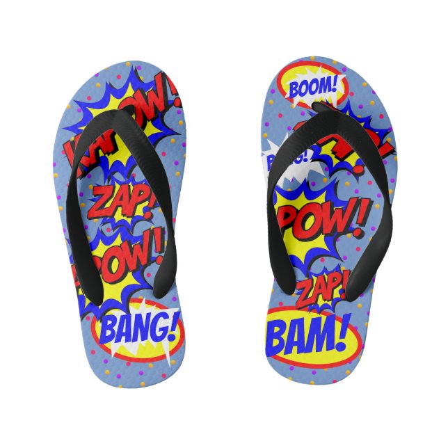 Comic Book Custom Speech Bubbles Colourful Dots Kid's Thongs (Footbed)