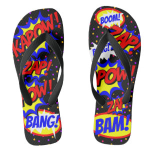 Comic Book Custom Speech Bubbles Colourful Dots Thongs