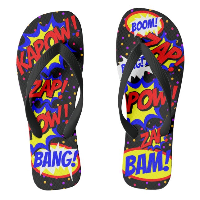 Comic Book Custom Speech Bubbles Colourful Dots Thongs (Footbed)