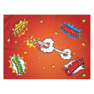 Comic book Exclamations Red Tablecloth