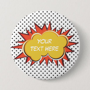 Comic Book Explosion Custom Text Bubble 7.5 Cm Round Badge
