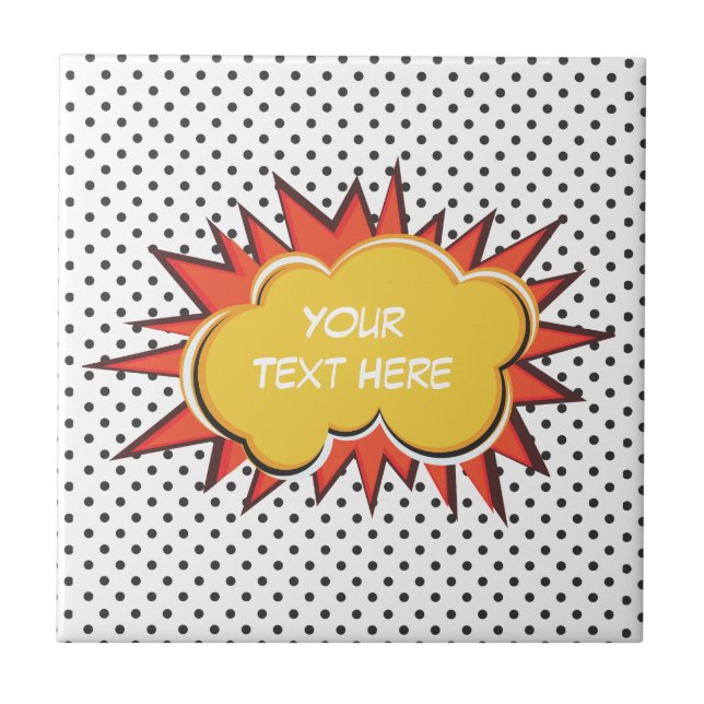 Comic Book Explosion Custom Text Bubble Ceramic Tile (Front)