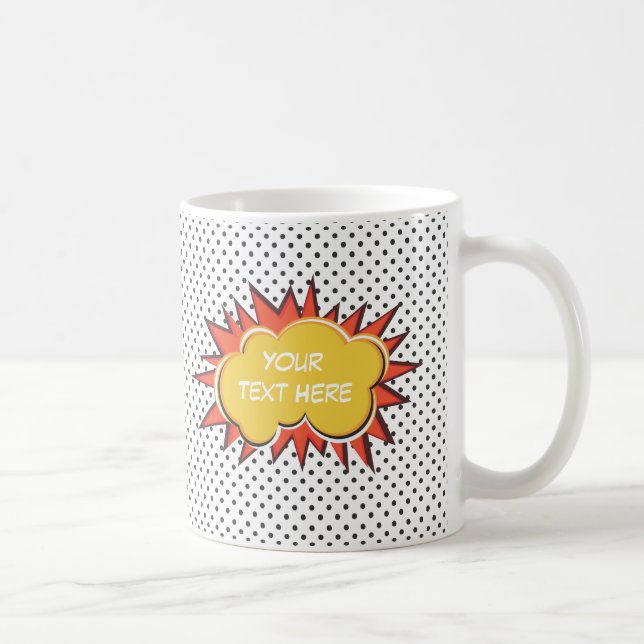 Comic Book Explosion Custom Text Bubble Coffee Mug (Right)