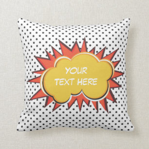 Comic Book Explosion Custom Text Bubble Cushion