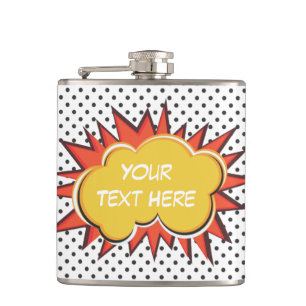 Comic Book Explosion Custom Text Bubble Hip Flask