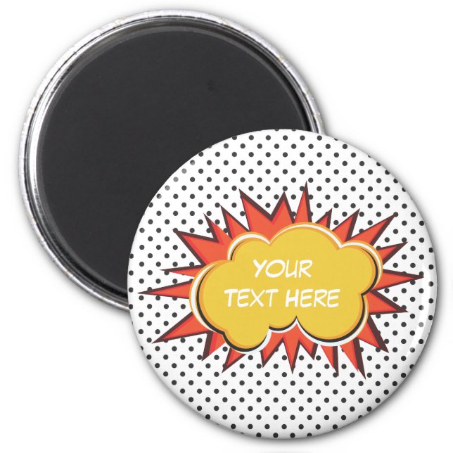 Comic Book Explosion Custom Text Bubble Magnet (Front)