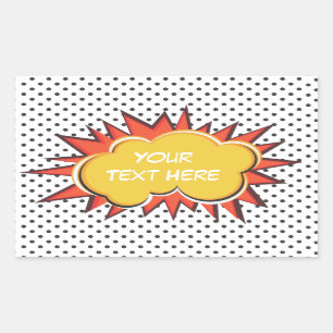 Comic Book Explosion Custom Text Bubble Rectangular Sticker