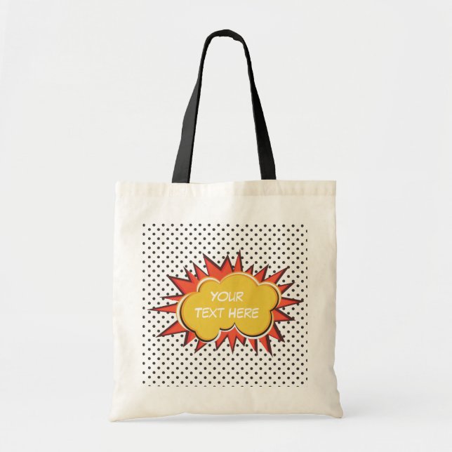 Comic Book Explosion Custom Text Bubble Tote Bag (Front)