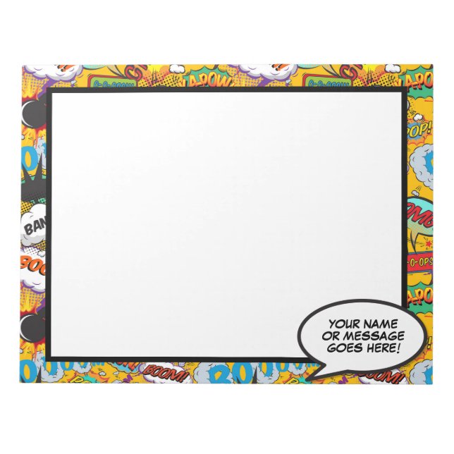 Comic Book Fun Speech Bubble Name Message Notepad (Front)