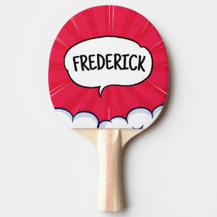 Comic book funny personalised name trendy ping pong paddle