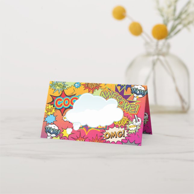 COMIC BOOK GEEK NERD WEDDING  PLACE CARD (Front)