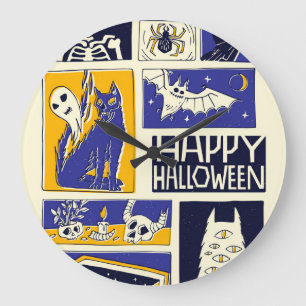 Comic Book Halloween Illustration Large Clock
