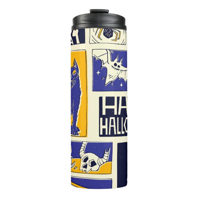 Comic Book Halloween Illustration Thermal Tumbler (Front)