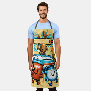 Comic book hippie baking ingredients cooking apron